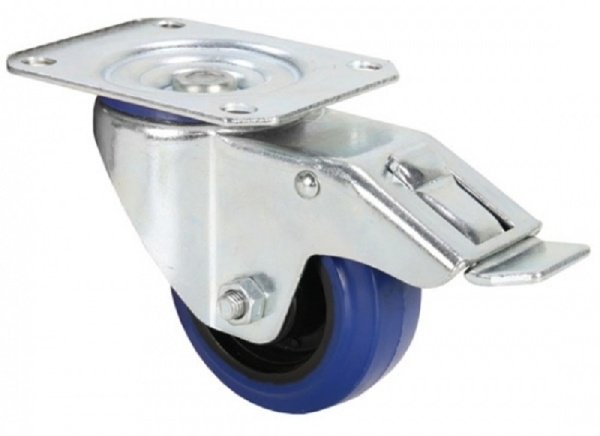 Adam Hall 37024 Lenkrolle 100 mm mit blauem Rad und Feststel