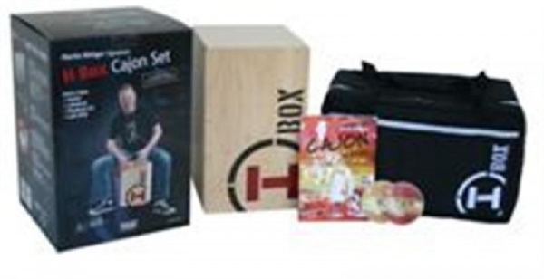 Cajon Set: H Box Snare Cajon black + Bag + Instructional Boo