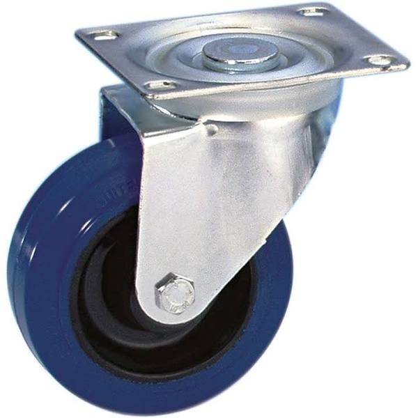 Adam Hall 37023 Lenkrolle 100 mm mit blauem Rad ungebremst