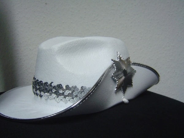Deluxe E-Z Aussie Kunststoff in weiß; Hutband in silber