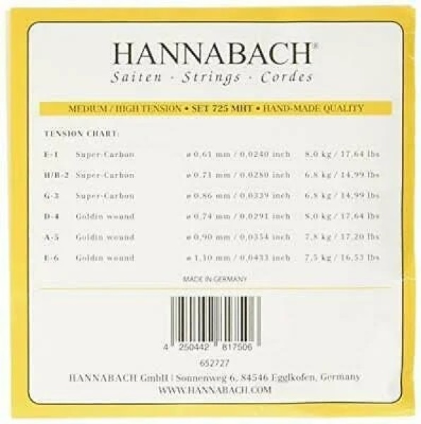 Hannabach 725 Goldin Seiten Bassgitarre