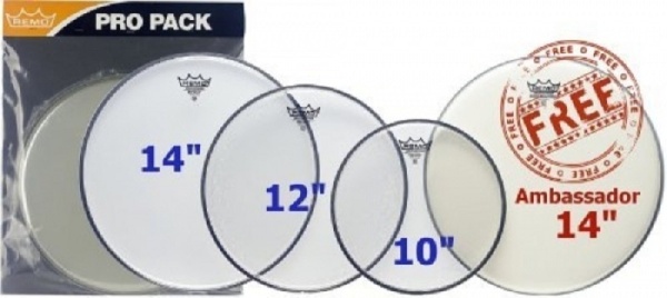 Remo Emperor Pro Pack 10/12/14 Clear + 14 Coated