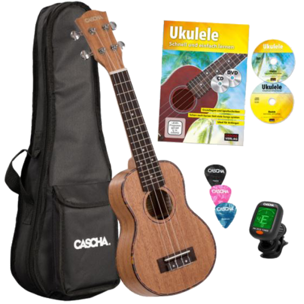 Premium Mahagoni Sopran Ukulele Set